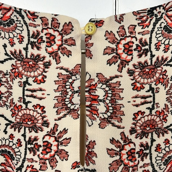 Gibson & Larimer Womens Top/Tunic L Orange/Cream Cold Shoulder Ruffles Unique - Picture 6 of 14